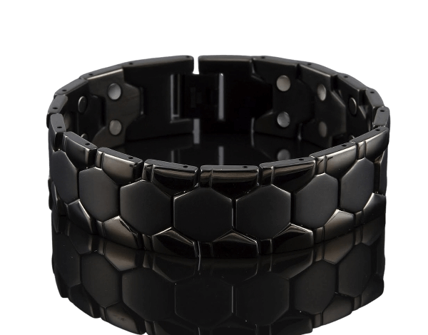 Stainless Steel Black 2-Row Magnetic Therapy Bracelet