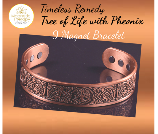 Tree of Life with Phoenix Copper Cuff - 9 Magnets