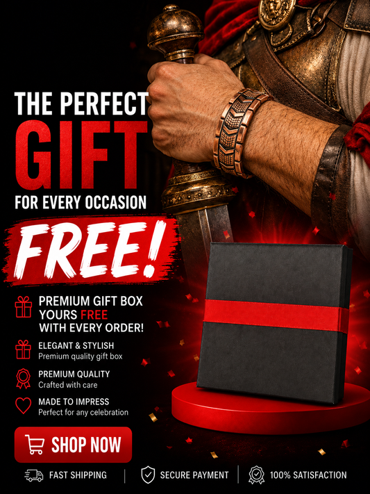 Pure Copper Bracelet for Men 3X Strength Magnetic Bracelets for Men-Premium Adjustable Fold-Over Clasp-FREE GIFT BOX