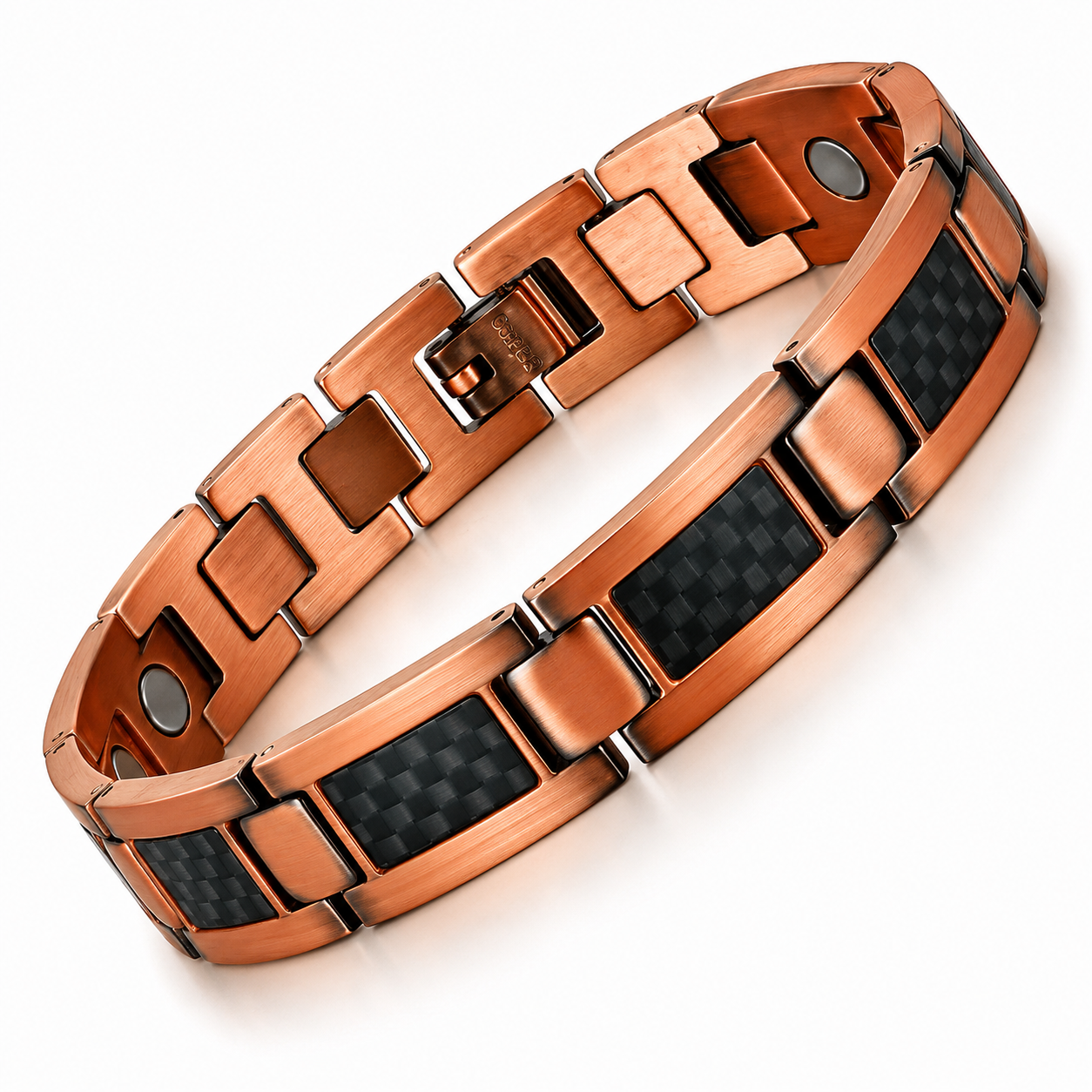 Premium 99.9%Pure Copper Magnetic Bracelet with Carbon Fibre Inlays