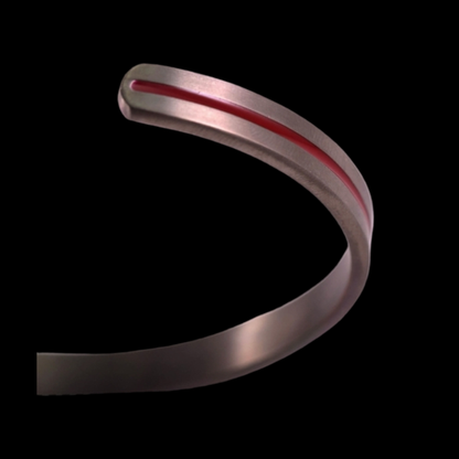 Titanium Power Sports Magnetic Therapy Bracelet - Silver Red Strip