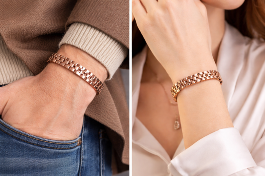 Magnetic Therapy Pure Copper Bracelet – 3 Row magnets link chain design