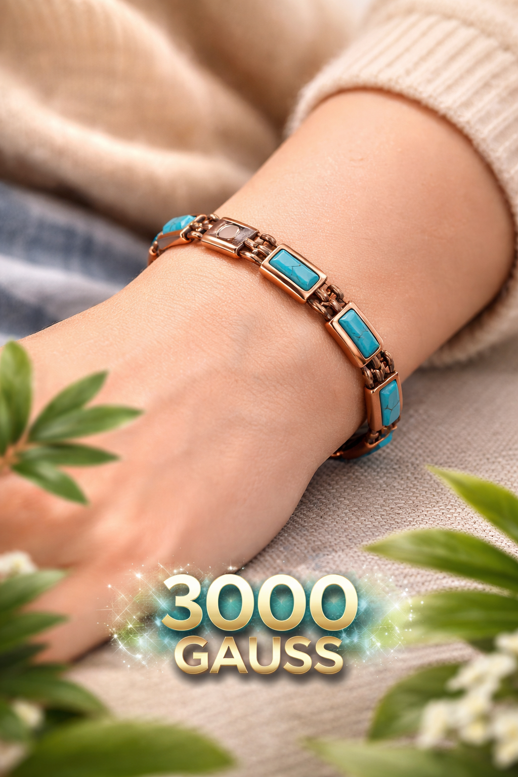 Magnetic Copper Blue Turquoise Bracelet