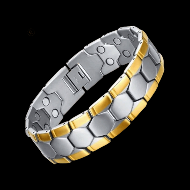 Double Strength Magnetic Therapy Bracelet – Silver & Gold
