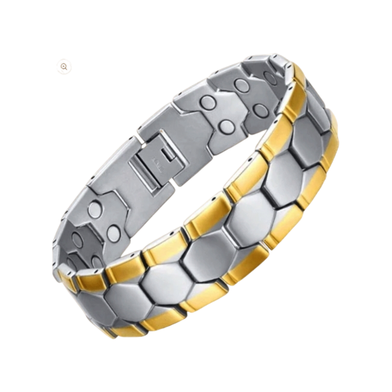 Double Strength Magnetic Therapy Bracelet – Silver & Gold