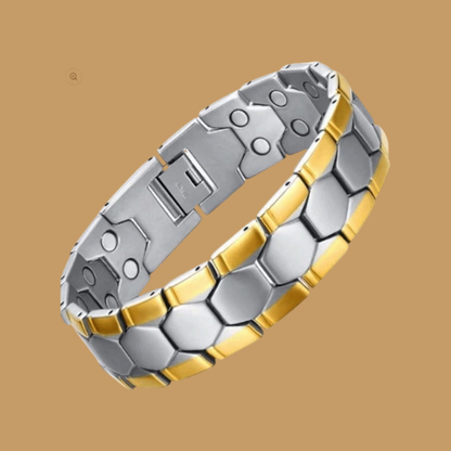 Double Strength Magnetic Therapy Bracelet – Silver & Gold