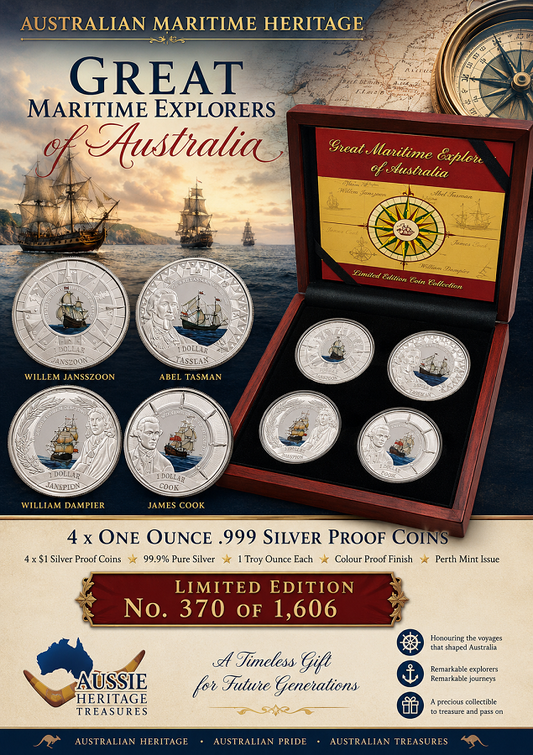 2006 Great Maritime Explorers of Australia $1 Silver Proof Coin 4 x 1oz-No.370 of 1606