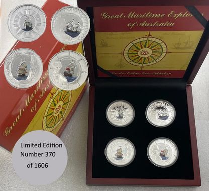 2006 Great Maritime Explorers of Australia $1 Silver Proof Coin 4 x 1oz-No.370 of 1606