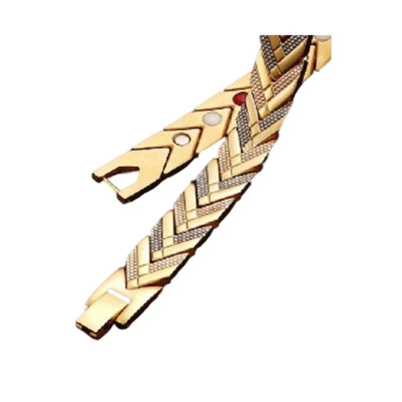Magnetic 4 Element Health Balance Bracelet - 3 Tone Stainless Steel