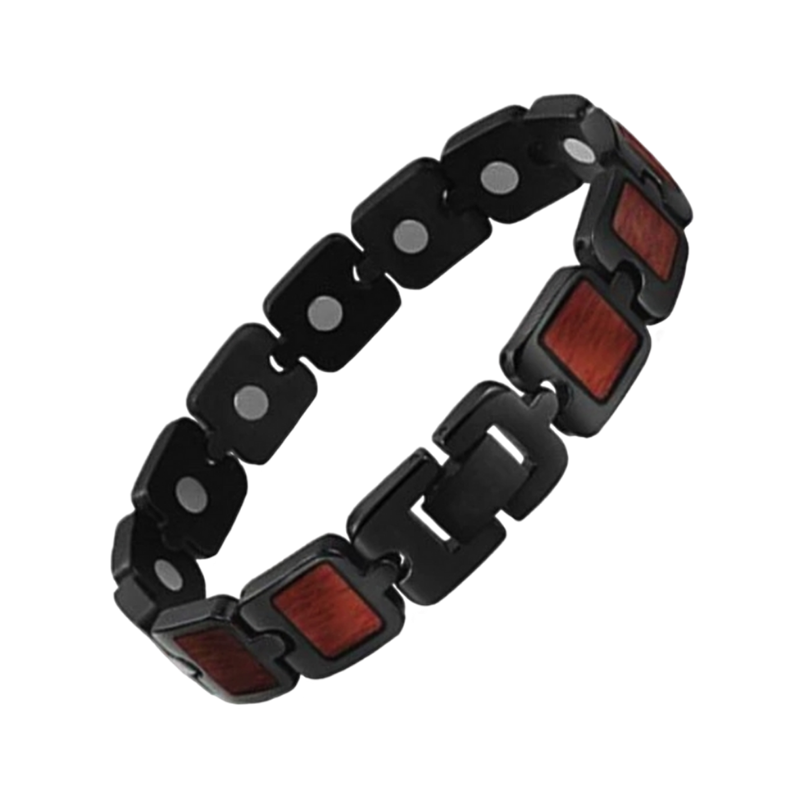 Titanium Magnetic Therapy Bracelet – Natural Rosewood Finish