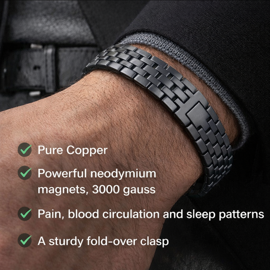 Copper Dark Grey Magnetic Therapy Bracelet – 3 Row magnets-Make a Difference