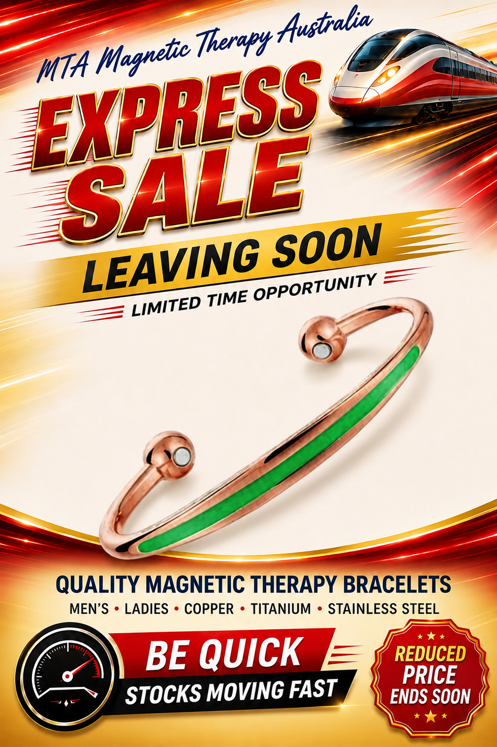 Sports Copper Magnetic Cuff Bracelet- Green