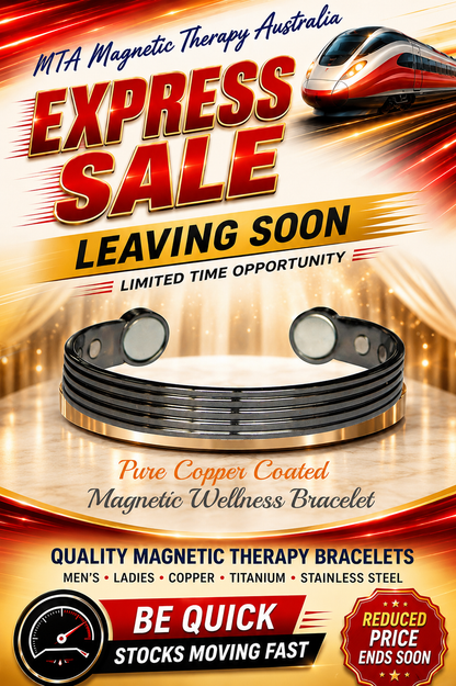Pure Copper Black Magnetic Wrist Band - 6 Rare Earth Magnets