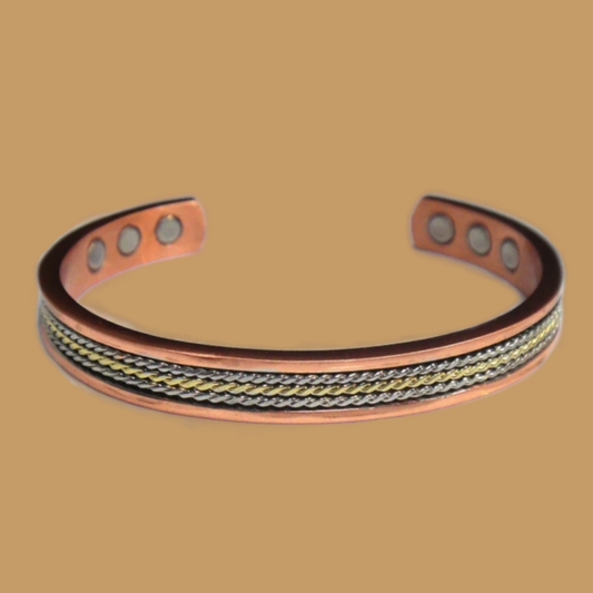 Magnetic Copper Twist Inlay Cuff Bracelet