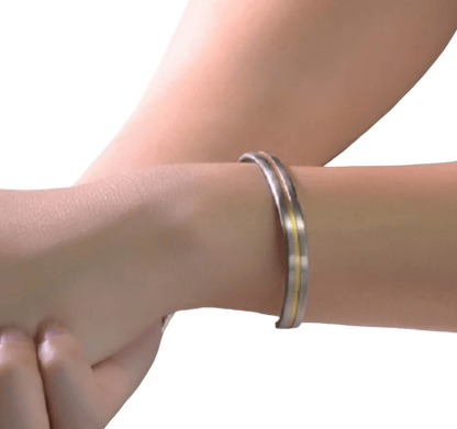 Silver Gold Strip Titanium Magnetic Sports Wrist Band