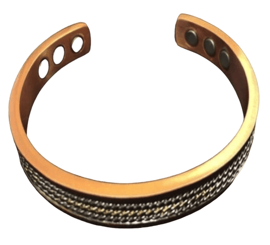 Gold & Silver Plated Magnetic Copper twist inlay Cuff Bracelet