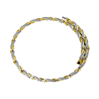Elegant Titanium Necklace with Gold & Silver Crossover Design