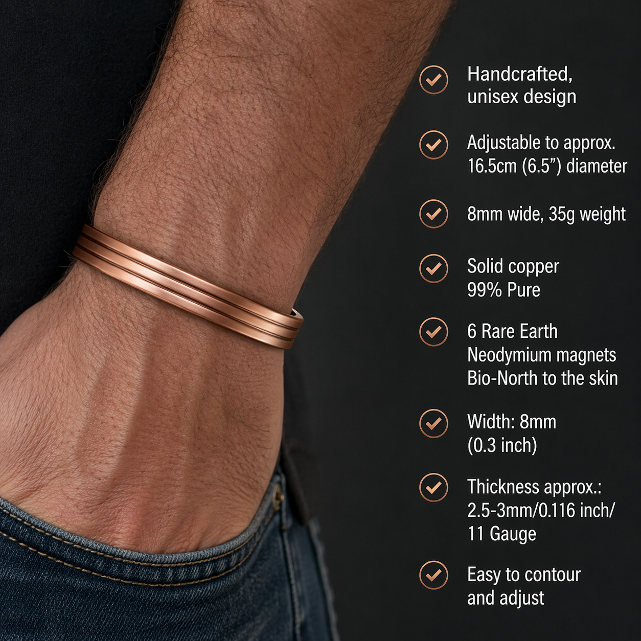 Magnetic Therapy Copper Bracelet - International Designed Aussie Feel