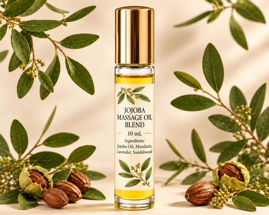 10 mL Massage Oil Blend - Jojoba Oil, Mandarin, Lavender & Sandalwood