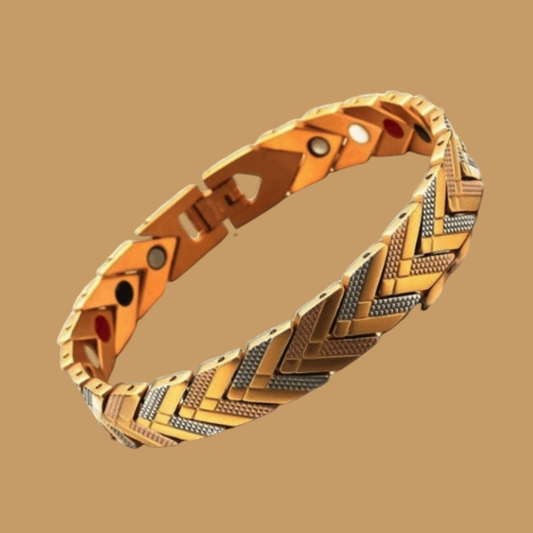 Magnetic 4 Element Health Balance Bracelet - 3 Tone Stainless Steel
