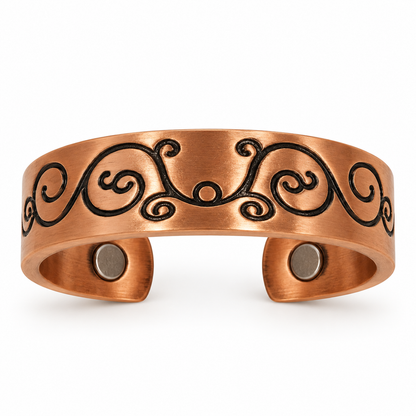 Vintage Scroll Pure Copper Magnetic Ring
