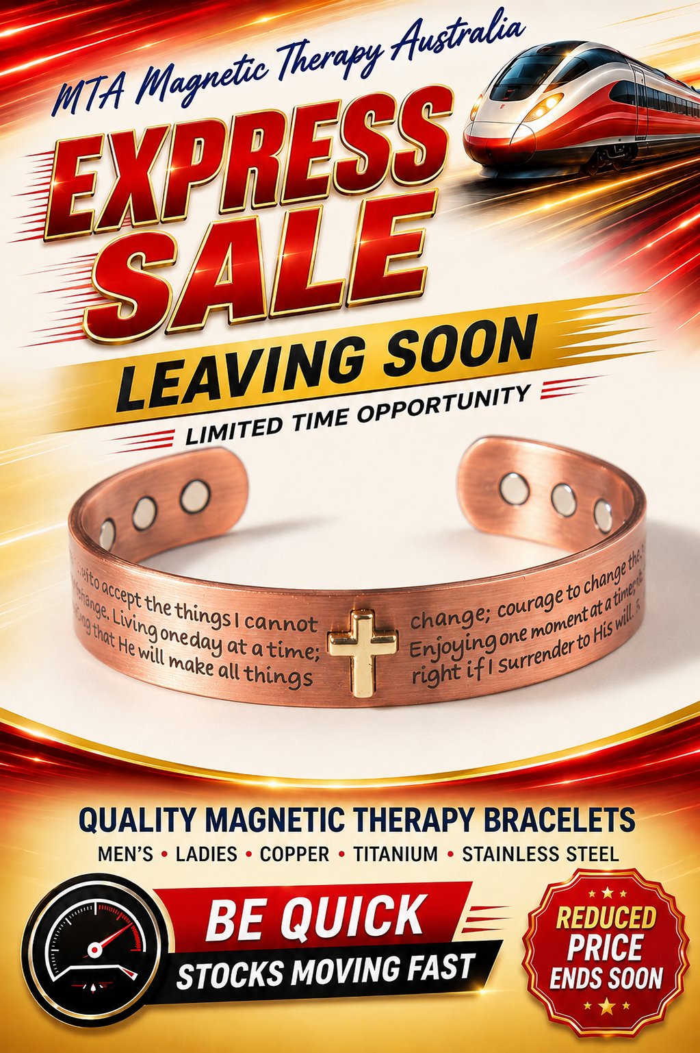 Pure Copper Cuff Bracelet, Symbolising the Crass,Unity & Faith