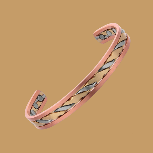 Pure Copper Magnetic Natural Healing Bracelet - Gold Silver Tone