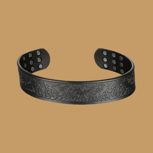 Black Copper Magnetic Cuff – 18 Power Magnets Tree of Life