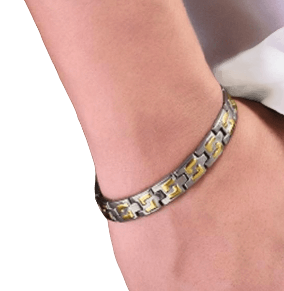 Titanium Silver & Gold 4-in-1 Element Magnetic Bracelet