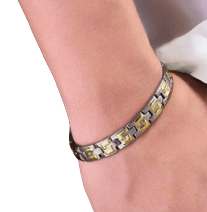 Titanium Silver & Gold 4-in-1 Element Magnetic Bracelet