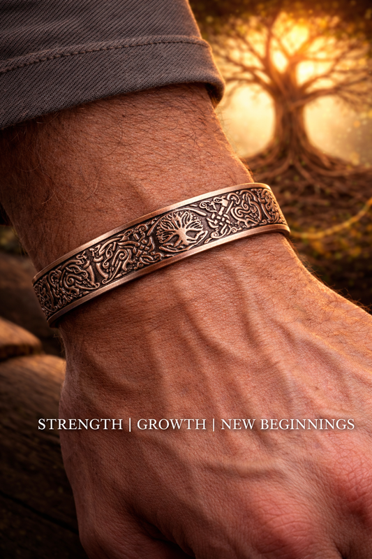 Tree of Life with Phoenix Copper Cuff - 9 Magnets