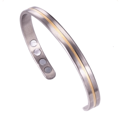 Silver Gold Strip Titanium Magnetic Sports Wrist Band