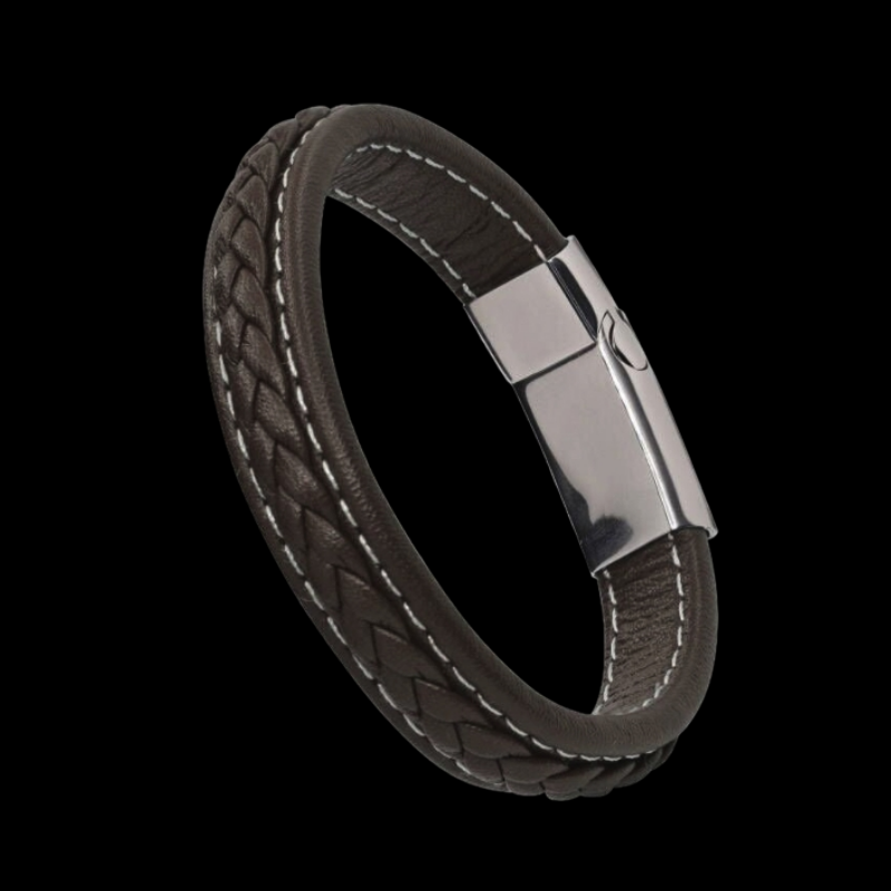 Premium Brown Leather with White Stitch Bracelet