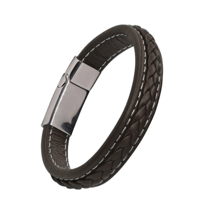 Premium Brown Leather with White Stitch Bracelet