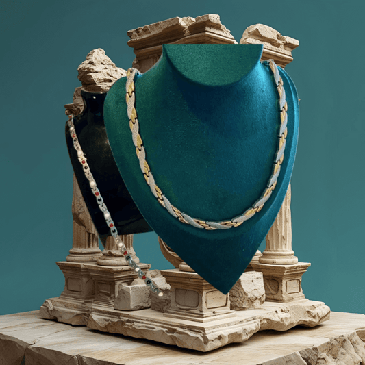Elegant Titanium Necklace with Gold & Silver Crossover Design