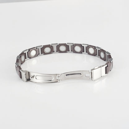 Chocolate Ceramic Brown Elegance – Magnetic Therapy Bracelet