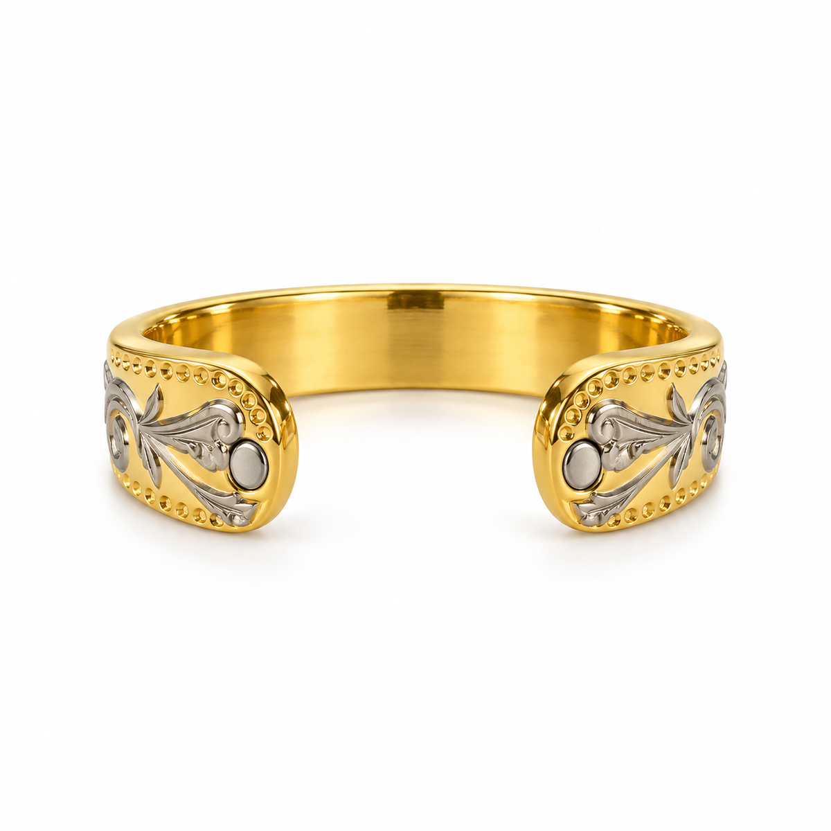 Gold & Silver Floral 99.9% Copper Magnetic Ring