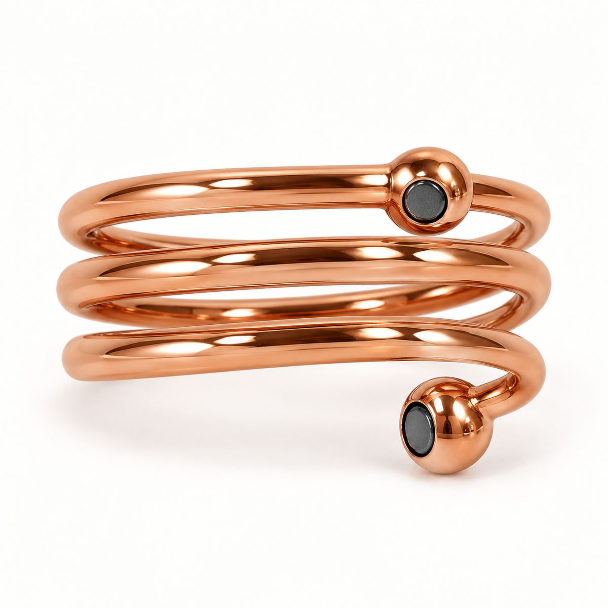 Spiral Design Gold Plated Magnetic Copper Ring Adjustable Size