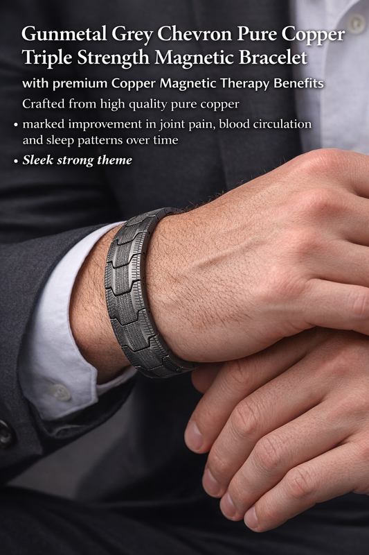 Gunmetal Grey 3 Triple Strength Pure Copper Magnetic Bracelet