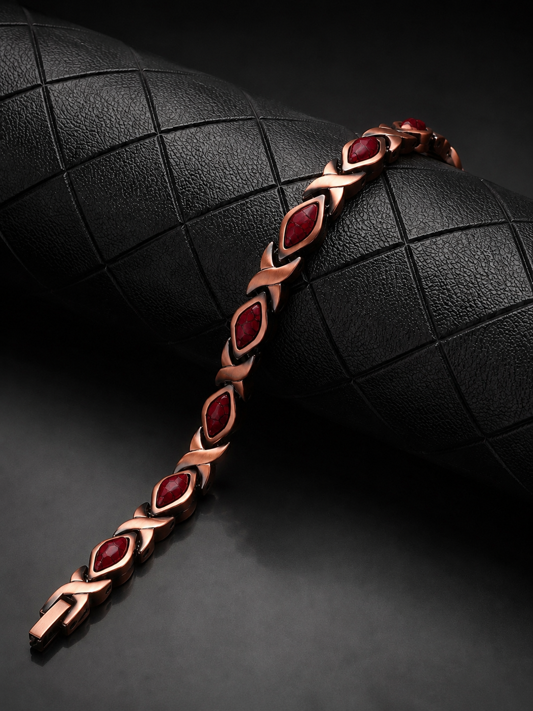 Natural Red Agate 99.9% Pure Copper Magnetic Bracelet