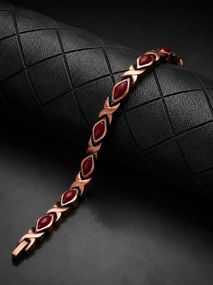Natural Red Agate 99.9% Pure Copper Magnetic Bracelet