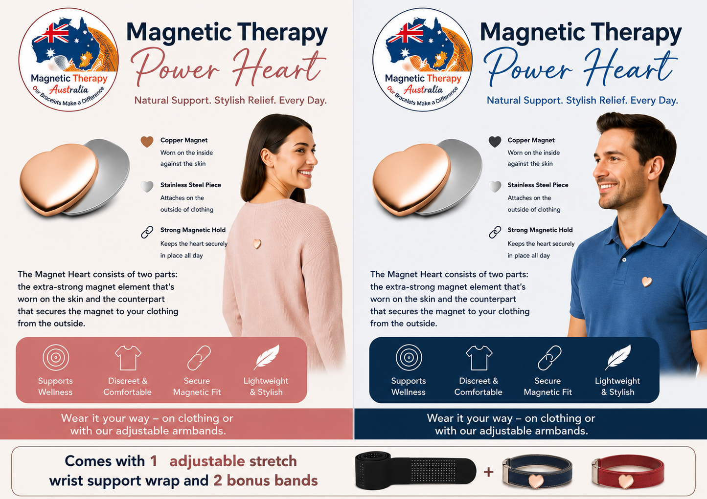 Magnetic Therapy Copper Power Heart Natural Support, Every Day Relief