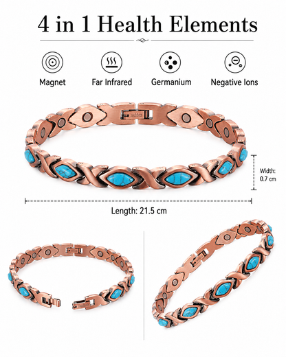 Turquoise Pure Copper 4-in-1 Wellness Bracelet