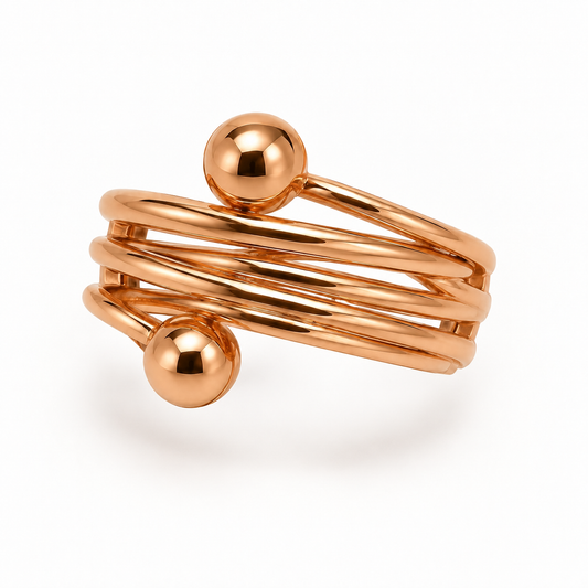 Spiral Design Gold Plated Magnetic Copper Ring Adjustable Size