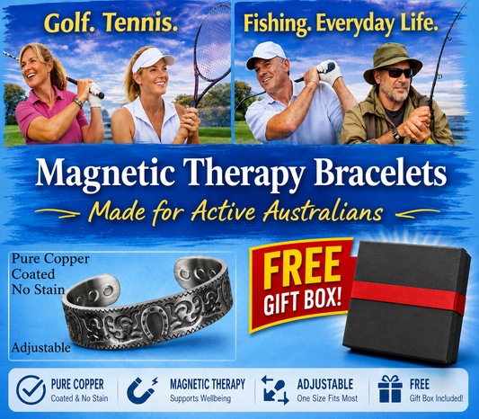 Good Luck Sports Pure Copper Silver / Grey 6 Magnetic Therapy Bracelet - Comes with FREE Gift Box
