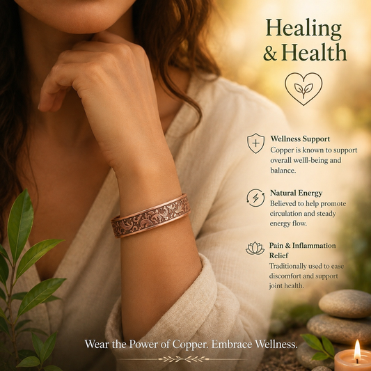 Pure copper Adjustable cuff Bracelet 6 Healing Magnets