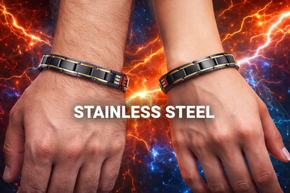 Premium Hand Crafted 4 in 1 Magnetic Therapy Bracelet - Black & Gold
