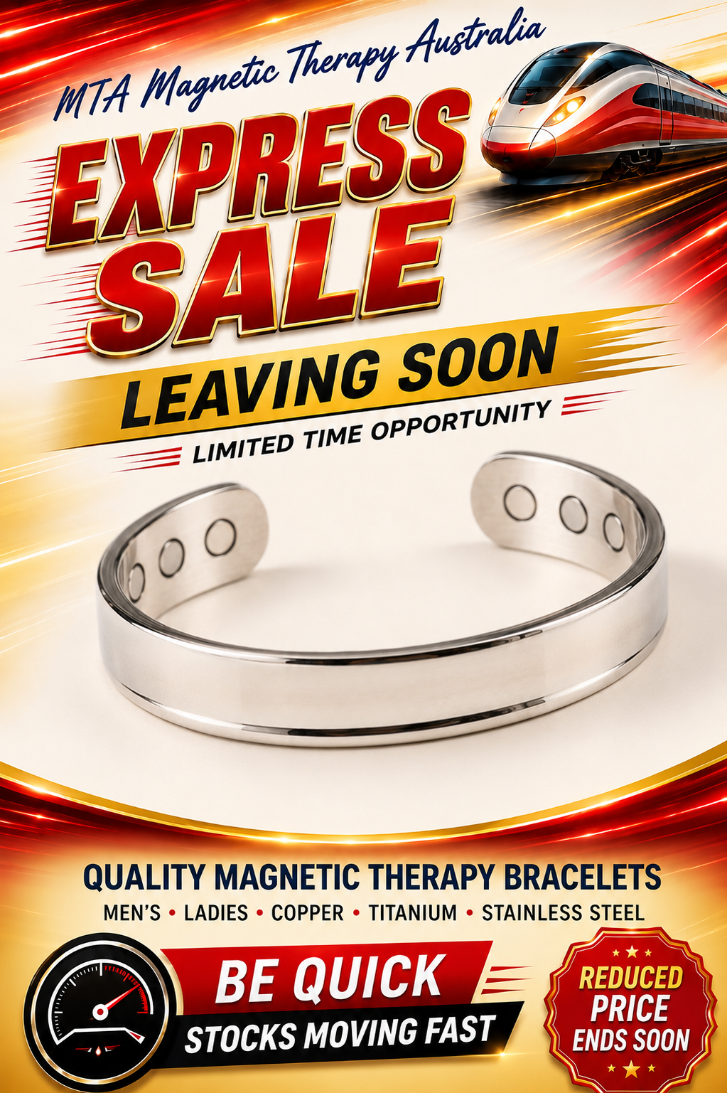 Pure Copper Magnetic Therapy Bracelet - Polished Silver Look