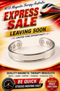 Pure Copper Magnetic Therapy Bracelet - Polished Silver Look