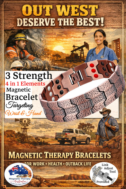 Beaten Copper Wide Band 3 Strength 4 in 1 Magnetic Bracelet